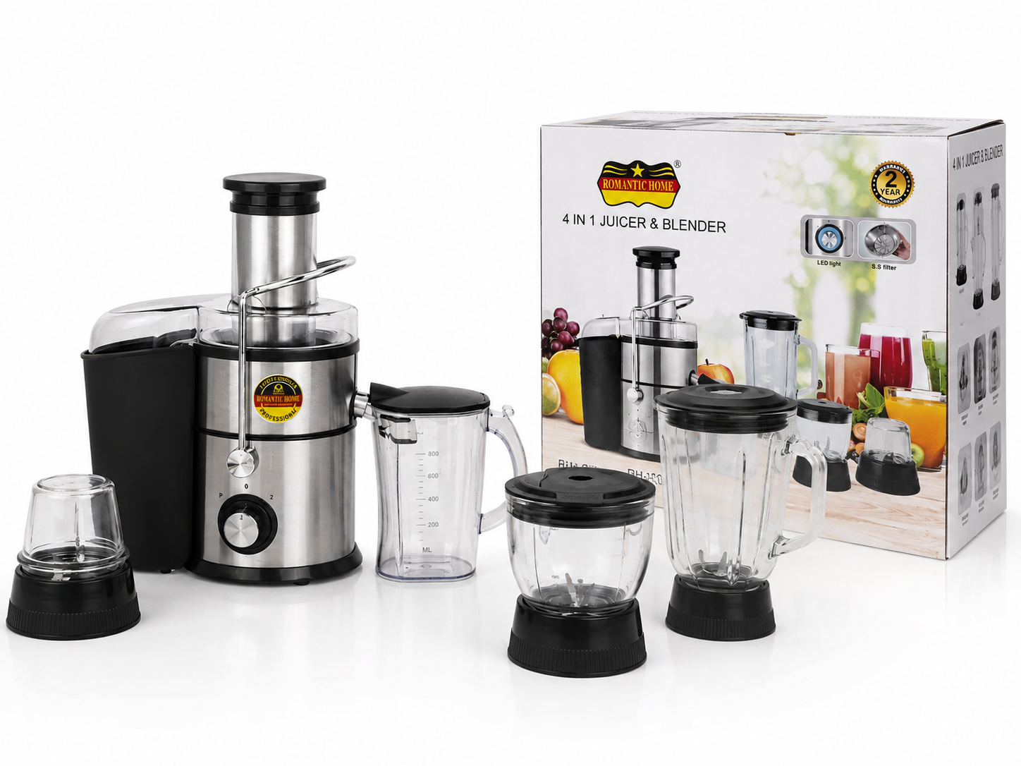 آبمیوه گیری4کاره رمانتیک گلو استیل مدلGS306A